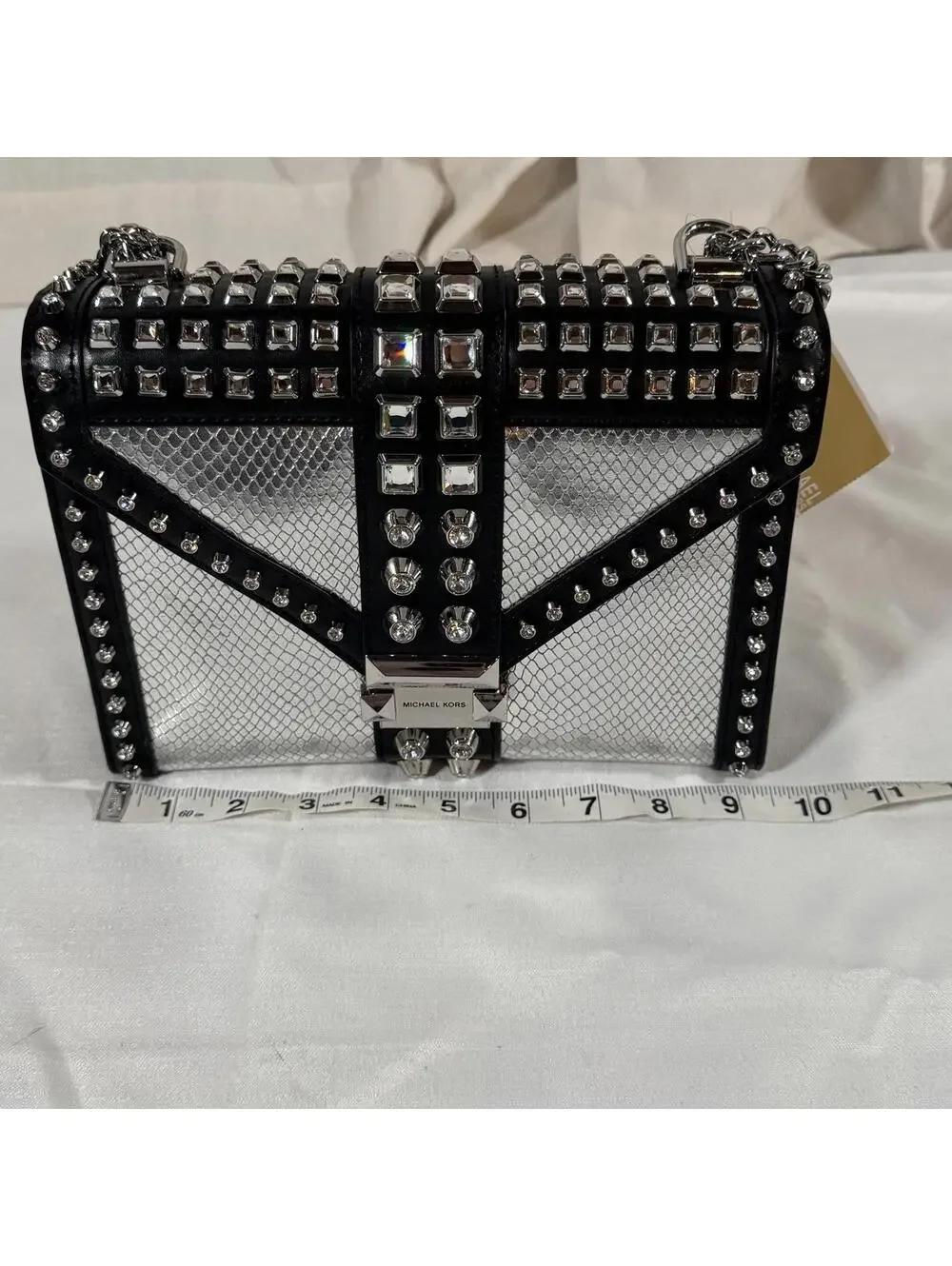 Michael Kors Whitney Large Embellished Rhinestone Studded Shoulder Bag - Picture 4 of 8